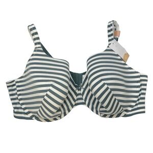 NEW Cacique Lightly Lined T-shirt Bra 46DD Longline Supportive Stripe Plus‎ $47